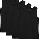 Poroka 4 Pack Toddler Tank Top Boys Cotton Tank Undershirt Kids Sleeveless Undershirts Soft Round Neck Tank Tops (5-6 Years, Black)