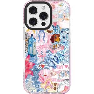 ChiCsFleur for iPhone 16 Case, TPU Phone case with Camera Protection for Women Girls Teens - Coquette Collage Bow Ginger Dog Wine Disco Ball Pink Blue Beach Y2K Sorority Aesthetic Unique (WhisperOcean)