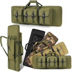DULCE DOM 32/36/42/48/52 inch Double Rifle Case Soft Bag for Rifles Pistols Storage & Transportation, All Around Shooting Range Tactical Backpack, Valentine Gifts for Him, Men, Boyfriend, Husband (Green)