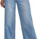 PRETTYGARDEN Wide Leg Jeans for Women Trendy High Waisted Stretchy Baggy Raw Hem Denim Palazzo Pants 2026 Spring Fall Clothes (Blue, 14)