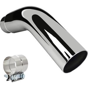 Universal 5" to 6" Exhaust Elbow Pipe with Steel Clamp - Silver Chrome or Black Painted for Car, Truck & Diesel