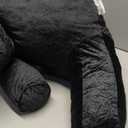 PAJEO Reading Pillow for Sitting in Bed, Large Backrest Reading Pillow with Arm Rest,Back-Rest Support Cushion for Sit Up on Couch, Sofa, and Floor, Dorm Essentials (Black Faux Fur, Standard(17"))