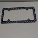 2pcs Blue and Black Checkerboard License Plate Frame Colorful Checkered License Plate Holders Stainless Steel Auto Accessory Bracket Holes Screws Universal Us Car License Plate Frames 6.2 x 12.2 Inch