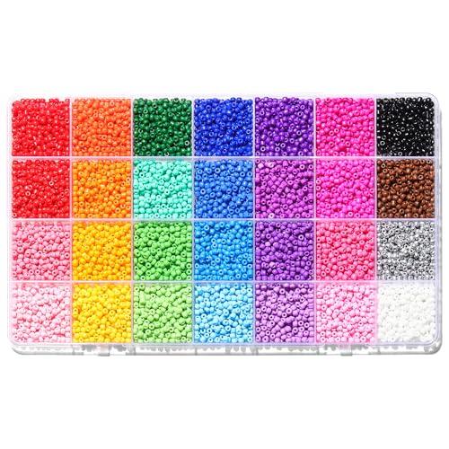 Ywmimn 28 Colors 3mm Seed Beads, 7200PCS Glass Seed Beads Kit for Jewelry Making, Craft and Bracelet Making