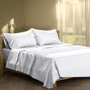 XOOX Linen King Sheet Sets Cotton - 500 Thread Count 100% Cotton King Sheets Set, 4 PC (White), Luxury Soft, Cooling, Breathable 16" Deep Pocket Sateen Weave Hotel Bedsheets Set