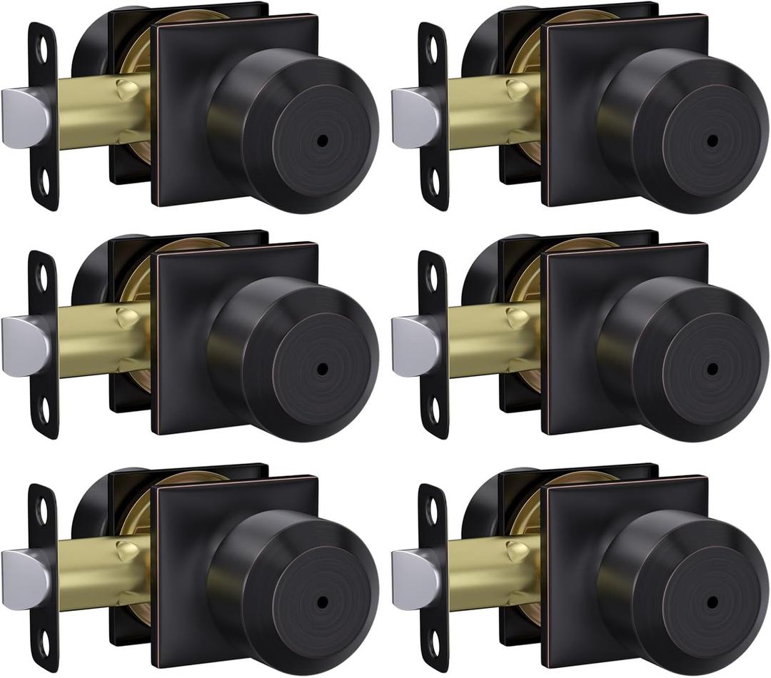 Haidms 6 Pack Oil Rubbed Bronze Door Knobs Interior, Privacy Interior Door Knob for Bedroom or Bathroom, Bronze Door Knobs
