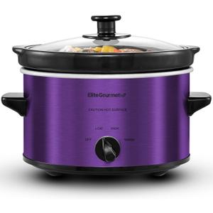 Elite Gourmet MST-275XP Electric Oval Slow Cooker, 2Qt Capacity, Purple