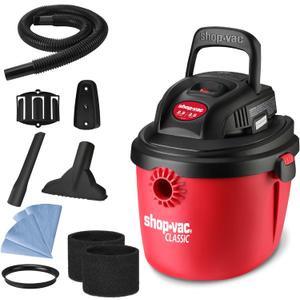 Shop-Vac 2.5 Gallon 2.5 Peak HP Wet/Dry Vacuum, Portable Compact Shop Vacuum with Collapsible Handle Wall Bracket & Multifunctional Attachments for Home, Jobsite. 2036000