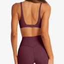 LASLULU Womens Deep V-Neck Sports Bra Padded Wireless U Back Workout Bra Low Impact Gym Workout Yoga Crop Tops (Purple, XS)