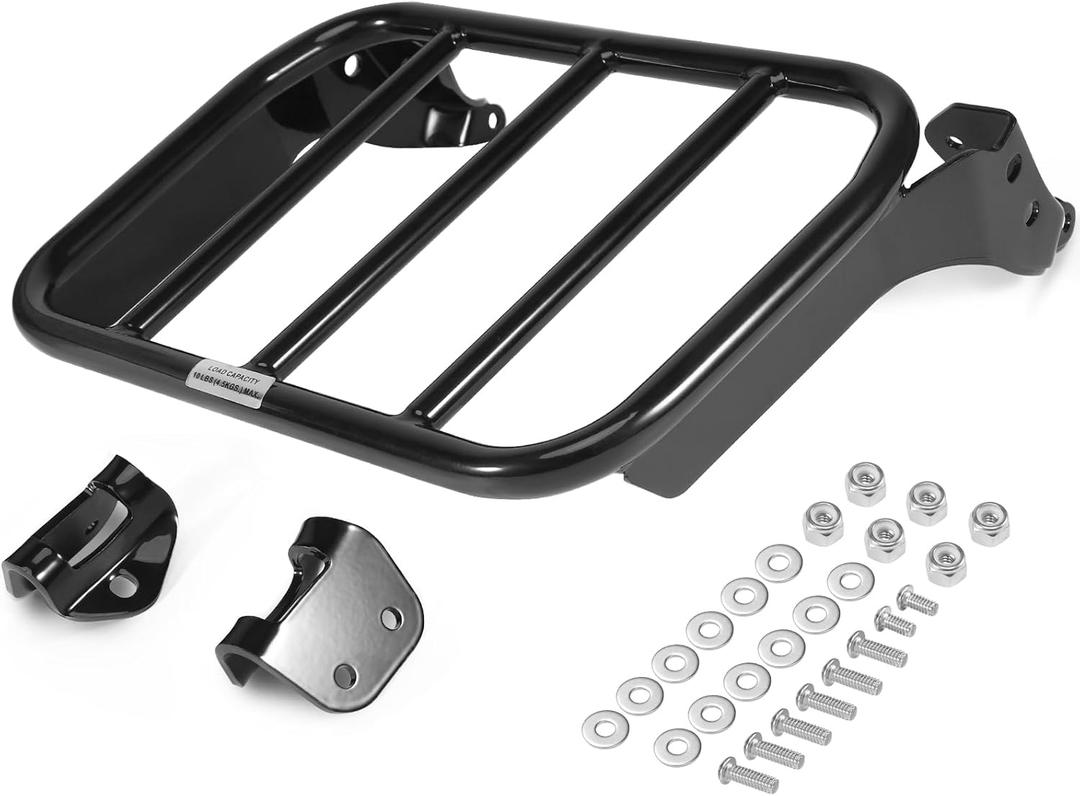 Softail Sport Luggage Rack compatible With Holdfast Sissy Bar Uprights Fit 2018-Up Harley Davidson Fat Bob FXFB FXFBS Low Rider FXLR FXRST FXLRS FXLRST Sport Glide FLSB Models Gloss Black