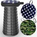 ALEVMOOM Upgraded Telescoping Collapsible Stool with Cushion, Folding Stool with Printing Portable Retractable Foldable Seat Max Load 550lbs for Adults Camping Fishing Outdoor (Black)