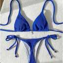 SHENHE Women's Sexy Brazilian Thong Bikini Set Halter Triangle Side Tie String 2 Piece Swimsuits (Blue, Small)