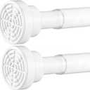 AIZESI White Tension Curtain Rod No Drilling 28-50Inch-2PCS,Spring Tension Rod Non-Slip,Bathroom Shower Rod Non-Rust,Adjusatable Tension Rod For Windows Doorway Curtains