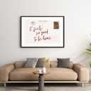 Cute Girly Wall Art Feels So Good To Be Home Vintage Wine Red Postcard Poster Canvas Printing Trendy Apartment Aesthetic for Room Home College Dorm Cool Girl Decor 8x12inch black framed