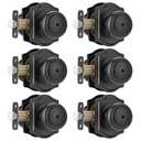 NCSEN 6 Pack Matt Black Door Knobs with Camelot Trim, Interior Door Knob with Lock, Coastal Privacy Door knob for Bath and Bedroom