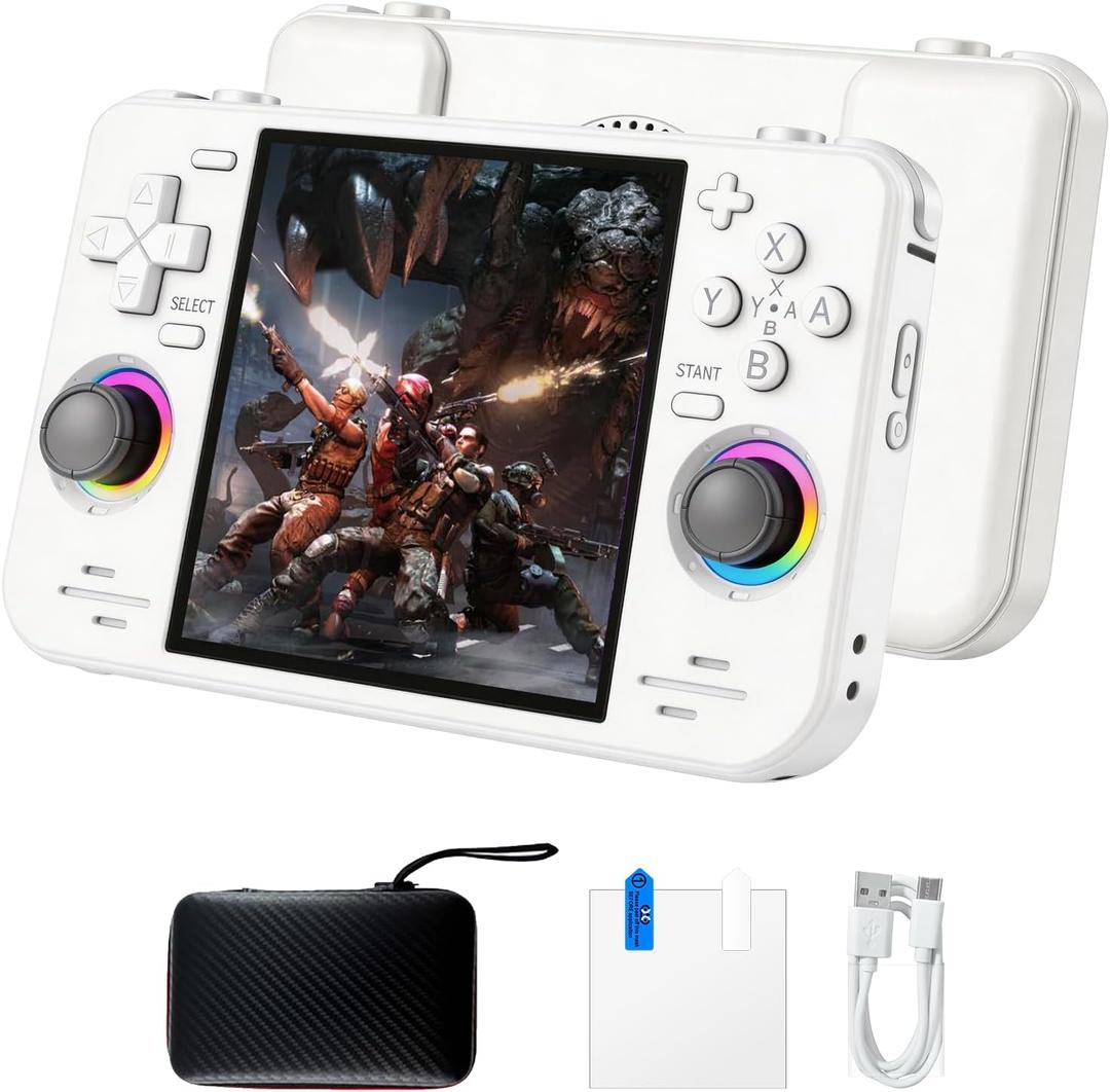 RF40H Retro Handheld Game Console, 4.0 Inch 720x720 IPS Screen, Built-in 18,000+ Classic Game, Portable Hand Held Open Source Linux System, 4000mAh Battery Retro Gaming Console (White)