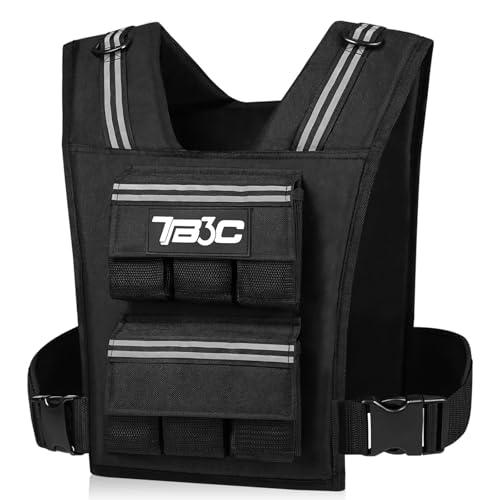 TB3C Adjustable Weighted Vest Men & Women, 30lbs with Reflective Stripe, Workout Vest for Home Gym, Cardio, Strength Training & Weight Loss