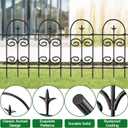 AMAGABELI 8 Panels 24in(H)10ft(L) Decorative Garden Fence No Dig Rustproof Metal Pre-Linking Fence Panels Garden Edging Border Animal Barrier Fencing for Flower Beds Yard Patio Outdoor Decor Black
