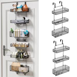 HapiRm Over Door Organizer Storage - Separable Door Organizer Hanging with 6 Metal Large Capacity Baskets for Bathroom Bedroom Kitchen Pantry Closet (Black)