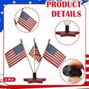 Yousoontic 2 Sets Vintage 4th of July Decorations American Flag with Pentagram Bracket Wooden Block 250th Anniversary Independence Day Patriotic Table Decorations for Home Tiered Tray Decor