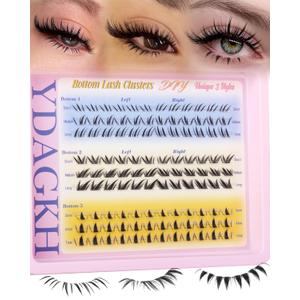 Bottom Lash Clusters Fox Eye Unique Spikes Bottom Eyelash Clusters 3 Styles Lower Lash Extensions Manga Natural Bottom Eyelash Extension Invisible Band DIY Wispy Cat Eye Bottom Individual Lashes