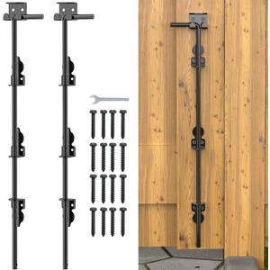 FMhotu 24" Cane Bolt Drop Rod for Gate, Heavy Duty Gate Latch for Wooden Fence Metal Gates, Gate Ground Stopper Hardware for Wood PVC Vinyl Metal Gates, 2 Pack