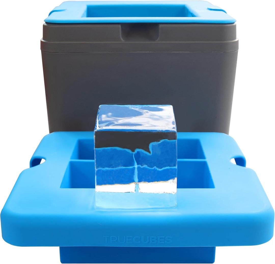 Crystal Clear Ice Cube Maker, 4 Large 2"x2"x2" Ice Cubes for Cocktails and Drinks, Silicone Mold for Pure, Bartender-Quality Ice - Great for Hosting and Entertaining, Whiskey Gifts for Men (Clear Ice Cube Mold)