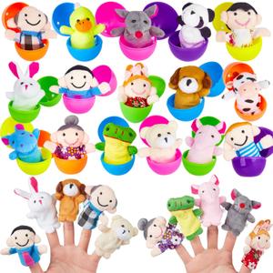 ThinkMax 16pcs Easter Eggs Filled with Finger Puppets for Easter Basket Stuffers, Easter Eggs Hunt, Easter Party Favor, Easter Gift for Kids