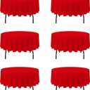 BRILLMAX 6 Pack Red Round Tablecloths 70 Inch for 30-48 Tables - 150 GSM Polyester Fabric, Standard Drop, Water, Stain & Wrinkle Resistant Cloth Cover for Wedding Reception Banquet Dining Party