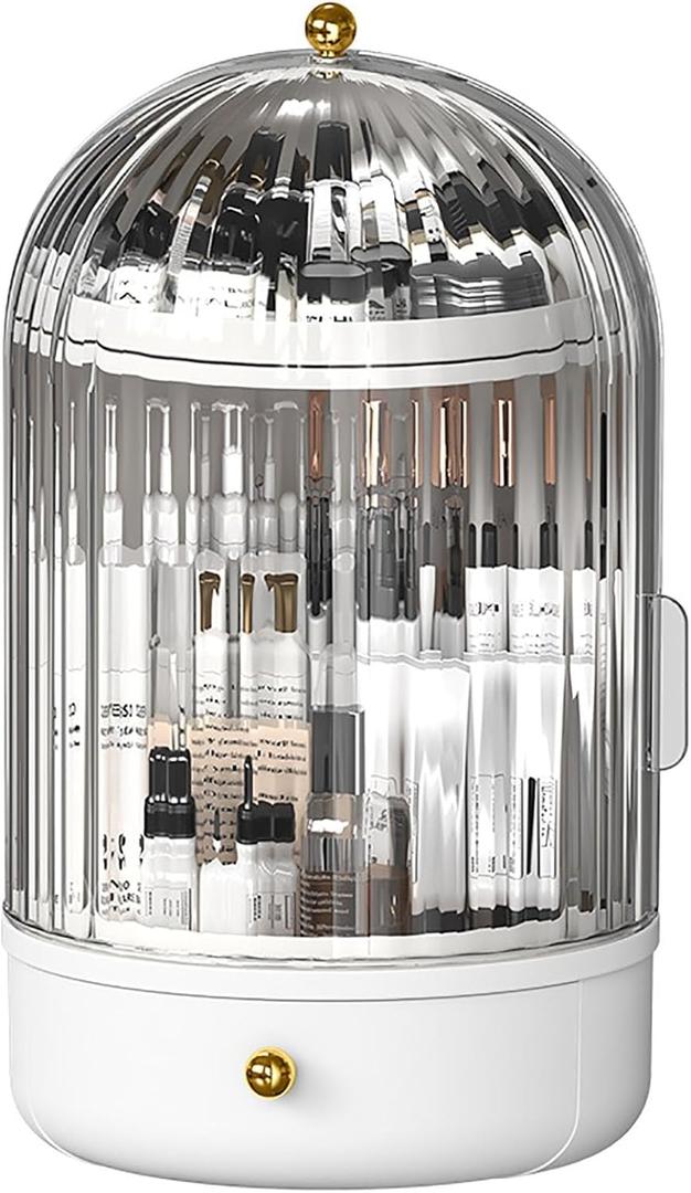 Rotating Makeup Organizer,Large 360 Spinning Skincare Storage Box,Waterproof & Dustproof Cosmetic Organizer Box for Countertop,Bathroom,Dresser,Gift,Women(B)