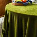 GLORY SEASON Velvet Tablecloth Luxurious Solid Round Table Cloth, Oblong Retro Farmhouse Ruffle Tablecloths Washable Table Cover for Party Wedding Baby Shower Kitchen Dinning Tabletop Decoration