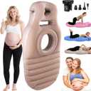 Inflatable Pregnancy Sleep Pillow: for Stomach Sleeping Full Body Mattress with Belly Hole Maternity Airbed for Pregnant Women Pregnancy Rest,Back & Hip Pressure Relief (Khaki)