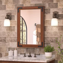 18 in. W x 26 in. H Rectangular Rustic Wood Framed Farmhouse Wall Bathroom Vanity Mirror in Brown