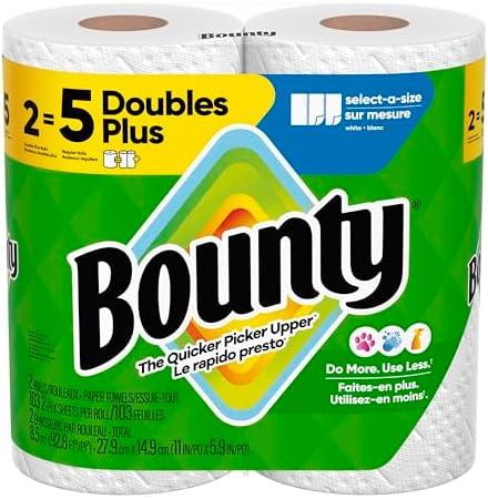 Bounty Paper Towels Select-A-Size, White, 8 Double Plus Rolls = 5 Regular Rolls
