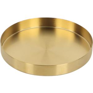 Round Gold Tray, Dedoot Decorative Tray Small - 7.8inch Stainless Steel Metal Tray Organizer Storage Organizer Vanity Trays for Jewelry Cosmetics Coffee Tea Candle, Bathroom Plate Kitchen Tableware