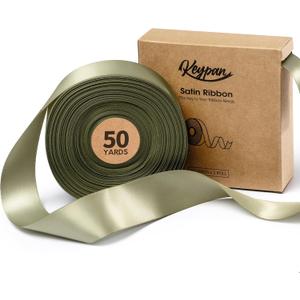 Keypan Sage Green Satin Ribbon 1-1/2 Inch x 50 Yards Double-Faced Ribbons for Gift Wrapping Crafts Flower Bouquet Wedding Paper Bows Invitations