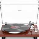 Record Player Turntables for Vinyl Record Belt-Drive Wireless Output Connectivity Phono Line Out USB Digital to PC Recording MM Audio Cartridge Stylus Counterweight Piano Shiny Classic Red