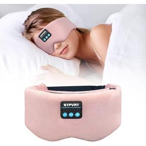 Bluetooth Sleep Mask Wireless Headphones Bluetooth Eye Mask for Side Sleepers SYPVRY Blackout Eye Mask with Headphones Speaker for Airplane,Travel, Pink