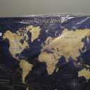 IPIC - World Map Canvas Painting for Wall Decor, Pinnable Travel Map, 30" x 24" Blue and Gold