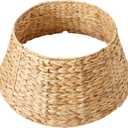 24'' Christmas Tree Collar: Woven Hyacinth 4 Piece Holiday Rattan Christmas Tree Skirt, Rustic Farmhouse Style Tree Skirt for Artificial Pencil Trees and Fits Below 23" Tree Stand, Natural Hyacinth
