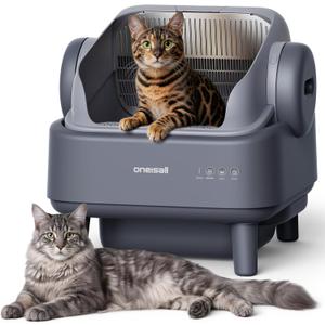 oneisall Self Cleaning Litter Box for Large&Multiple Cats: Ease S1 Open-Top Cat Litter Box Easy Rinsable Clean, with Safety Protection & Large Capacity for Indoor House Cats(40pcs Waste Bags Included)