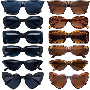 Matcheck 12 Mixed Style Sunglasses Retro Colored Party Glasses Solid Clear Color Costume Bulk Eyeglasses Unisex Adult