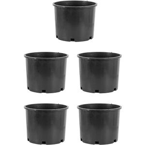 Pro Cal HGPK5PHD Round Circle 5 Gallon Wide Rim Durable Injection Molded Plastic Garden Plant Nursery Pot for Indoor or Outdoor (Set of 5)
