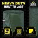 Heavy Duty Tarp Waterproof 20x30, Hunter Green 16 Mil Rip Proof Cover UV
