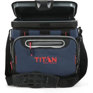 Titan Deep Freeze Coolers - Zipperless Hardbody Cooler - Deep Freeze Insulation, HardBody Liner, and SmartShelf (Navy Blue)