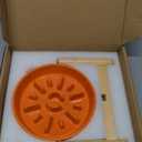 LE TAUCI Ceramic Slow Feeder Puzzle Bowl Elevated 1.5 Cup with Wooden Stand for Small & Medium Dog, Fast Eater Food Bowl Sun Orange