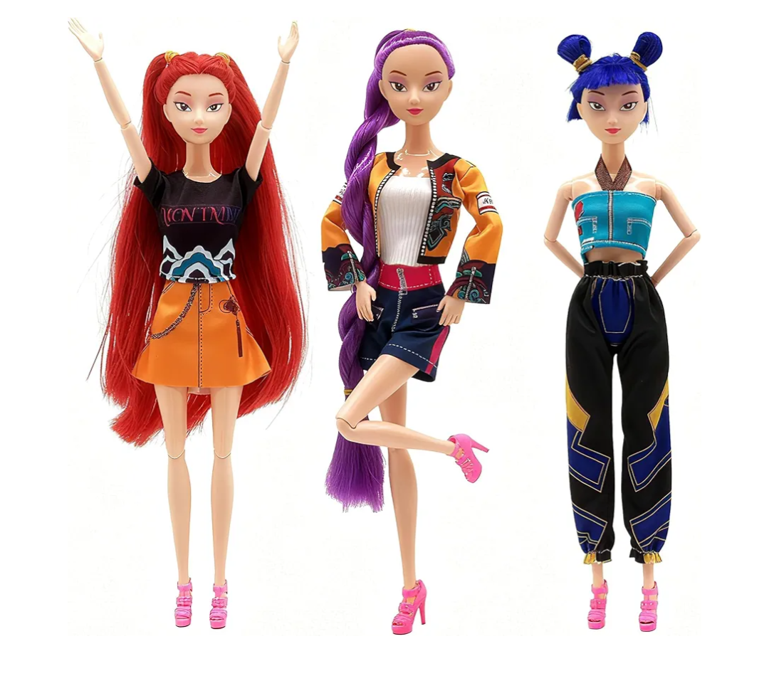 Kpop Demon Hunters Toys Action Dolls Set, 11.5-inch Poseable Dolls with Movable Joints, 3-Pack Collectible Model Toys for Fans and Kids Game Gift