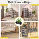 Kuject Activated Charcoal Shoe Organizer, 12 Pack XL Clear Plastic Stackable Shoe Storage Boxes, Sneaker Organizer Display Containers, Dustproof Shoe Case & Organization for Closet, Entryway, Black