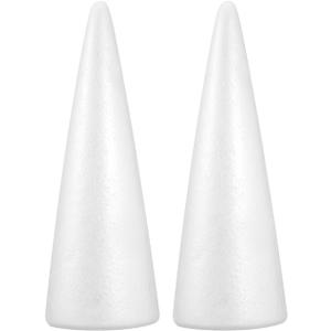 Operitacx 2 Pack StyrofoamCones for Craft, 5.3x15 Inch Christmas Tree Foam Cones for Crafts Supplies, Christmas, Holiday Gnomes, Wedding, Birthday, DIY Home Craft Project, Table Centerpiece