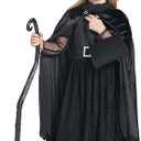 IKALI Black Witch Costume for Kids, Classic Black Witch Dress up for Girls Toddlers,  7-8Y